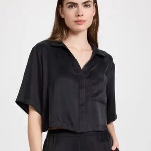 Lunya Black Silk Pajama Top
